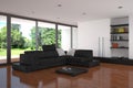 Modern living room with parquet floor