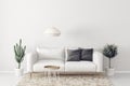 modern living room with sofa and lamp. scandinavian interior design furniture. Royalty Free Stock Photo