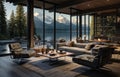 modern living room with view to the lake Royalty Free Stock Photo