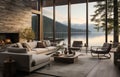 modern living room with view to the lake