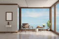 Modern living room of a villa by the sea Royalty Free Stock Photo