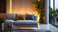 Modern Living Room with Warm Ambient Lighting. contemporary living room basking in the glow of warm ambient lighting