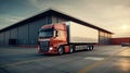 Modern loading docks, Truck in front of an industrial logistics building Royalty Free Stock Photo