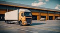 Modern loading docks, Truck in front of an industrial logistics building Royalty Free Stock Photo