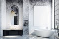Modern loft bathroom with empty poster Royalty Free Stock Photo