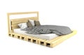 Modern and Loft design wooden bed on white background Royalty Free Stock Photo