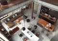 Modern loft designed as an open plan apartment. Royalty Free Stock Photo