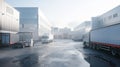 modern logistics center, light Industrial building and warehouse with trucks Royalty Free Stock Photo