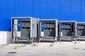 Modern logistics center. Loading dock at a warehouse. docking stations of a distribution center.