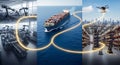 Modern logistics and supply chain integration showcasing automation technology and global shipping networks Royalty Free Stock Photo