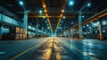 Modern Logistics Warehouse with Bright Lights - AI Generated Royalty Free Stock Photo