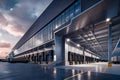 Modern logistics warehouse building structure. AI technology generated image Royalty Free Stock Photo
