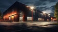 Modern logistics warehouse illuminated