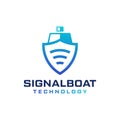 Modern logo combination of ship and signal