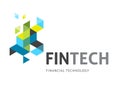 Modern logo concept design of fintech industry, finance digitization