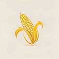 Modern logo corn with kernels on bright background. Corn as a dish of thanksgiving for the harvest