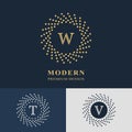 Modern logo design. Geometric linear monogram template. Letter emblem W, T, V. Mark of distinction. Universal business sign