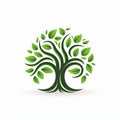 modern logo,green tree on white background,symbolizing environmental friendliness and sustainability,template for design of Royalty Free Stock Photo