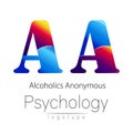 Modern logo of Psychology. Creative style. Logotype in vector. Design concept. Brand company. Blue and red color letter