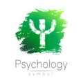 Modern logo of Psychology. Psi. Creative style. Logotype in vector. Design concept. Brand company. Green color letter on