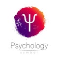 Modern logo of Psychology. Psi. Creative style. Logotype in vector. Design concept. Brand company. Pink color blot and Royalty Free Stock Photo