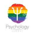 Modern logo of Psychology. Psi. Creative style. Logotype in vector. Design concept. Brand company. Rainbow color blot Royalty Free Stock Photo