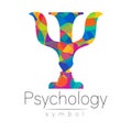Modern logo of Psychology. Psi. Creative style. Logotype in vector. Design concept. Brand company. Riunbow bright colors Royalty Free Stock Photo