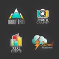 Modern Logo Set. Global Market Business Company Media Symbol Web Template. Logo Vector Elements Pack. Brand Icon Design