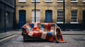 Modern London Blanket: Sustainable Design Photography Of A Colorful Handcrafted Object