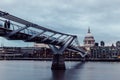 Modern London skyline on River Thames on cloudy gray day Royalty Free Stock Photo