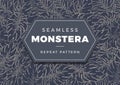 Seamless Monstera Brush Pattern Royalty Free Stock Photo