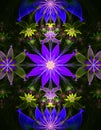 Modern looking shining flower background in purple,pink,yellow,green