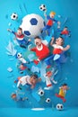 a modern looking soccer poster artwork, made out of paper style, ai generated image