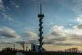 Modern Lookout Tower on Sibenik Hill, close to Novy Hradek village, Eagle,Orlicke, Mountains, Czech Republic.Column of the