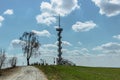 Modern Lookout Tower on Sibenik Hill, close to Novy Hradek village, Eagle,Orlicke, Mountains, Czech Republic.Column of the