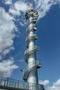 Modern Lookout Tower on Sibenik Hill, close to Novy Hradek village, Eagle,Orlicke, Mountains, Czech Republic.Column of the