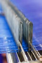 Modern looms with blue thread macro Royalty Free Stock Photo