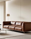 Modern Lounge Area With Large Brown Leather Sofa Royalty Free Stock Photo