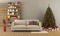 Modern lounge with christmas tree