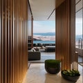 Modern Lounge with Ocean View Royalty Free Stock Photo