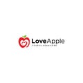 modern Love Apple healthy hearts leaf logo design