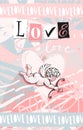 Modern Love Card, Cupid, Heart And Word Love, Collage On Pink Background. Valentine S Day Poster, Wedding Invitation