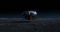 Modern lunar lander resting on the dark Moon surface Royalty Free Stock Photo