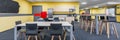 Lunchroom interior with kitchenette, panorama Royalty Free Stock Photo