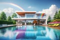 Modern luxary house with swimming pool Royalty Free Stock Photo