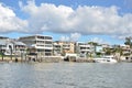 Modern luxuries houses in a residential area along a river