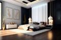 Modern and luxurious black and white bedroom Royalty Free Stock Photo