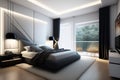 Modern and luxurious black and white bedroom Royalty Free Stock Photo