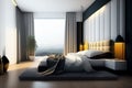 Modern and luxurious black and white bedroom Royalty Free Stock Photo