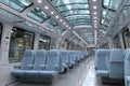 Modern Luxurious Train Interior Design with Panoramic Windows for Comfortable Travel Generative AI Royalty Free Stock Photo